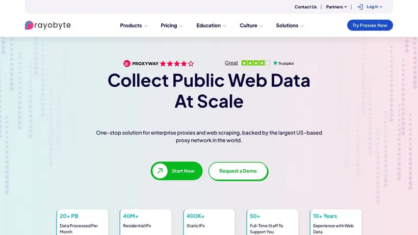 Rayobyte homepage screenshot