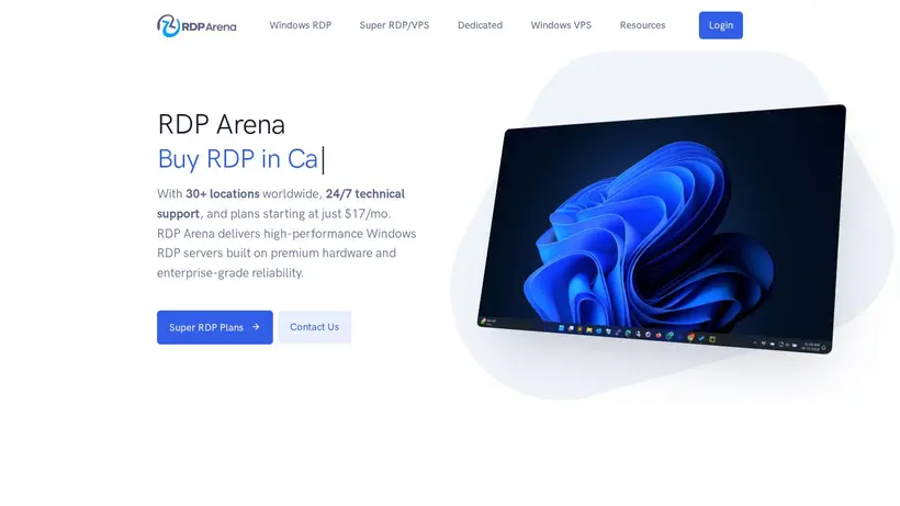 RDP Arena homepage screenshot