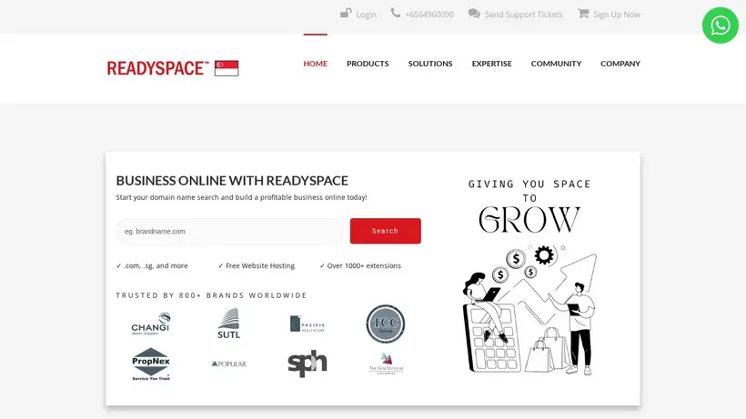 Ready Space Singapore homepage screenshot