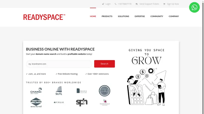 Ready Space homepage screenshot