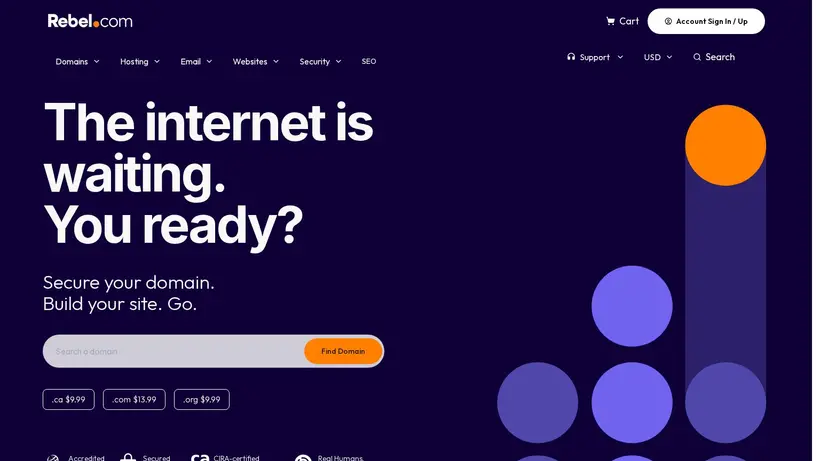 Rebel homepage screenshot