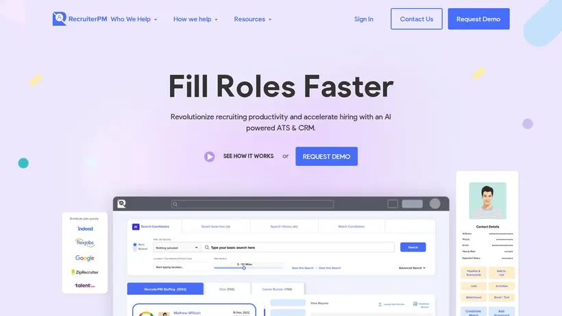 RecruiterPM homepage screenshot