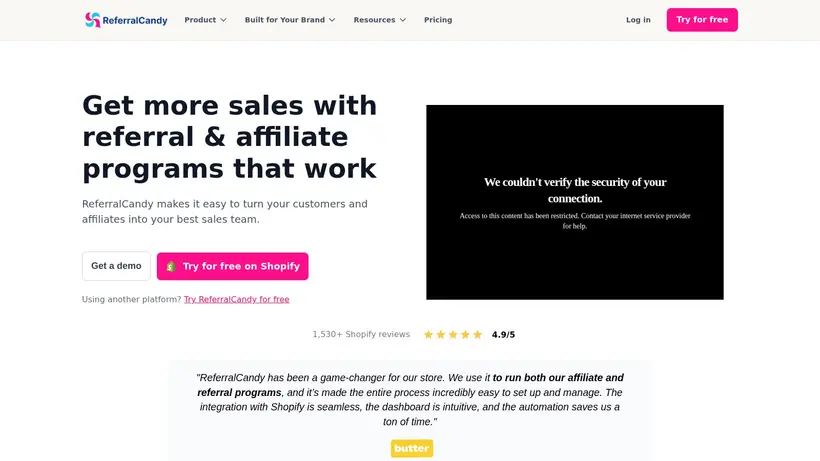 Referral Candy homepage screenshot