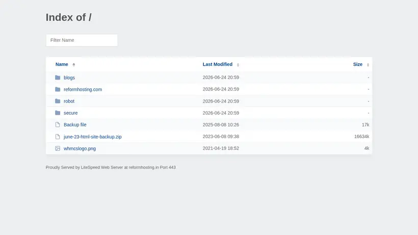 Reform Hosting homepage screenshot