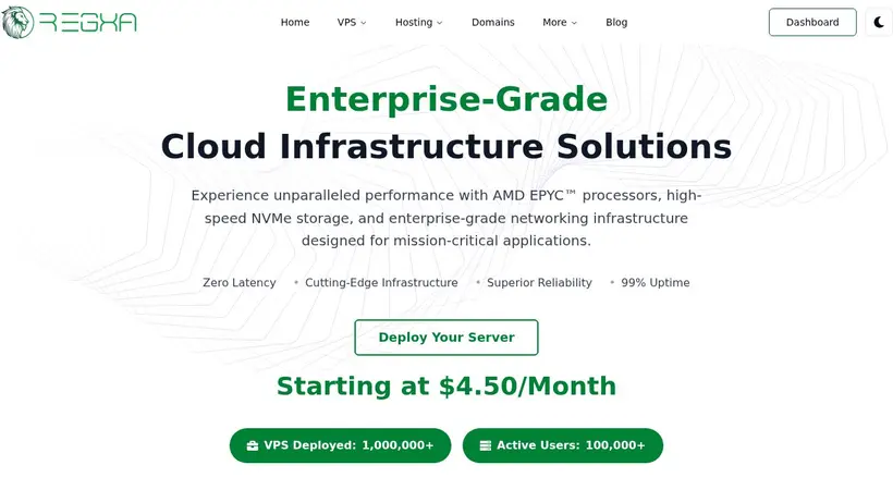 Regxa homepage screenshot