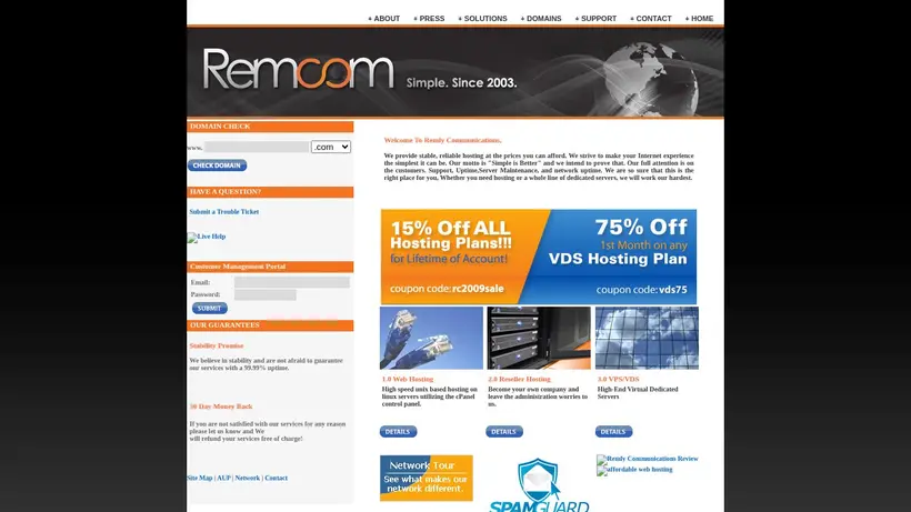 Remcom homepage screenshot