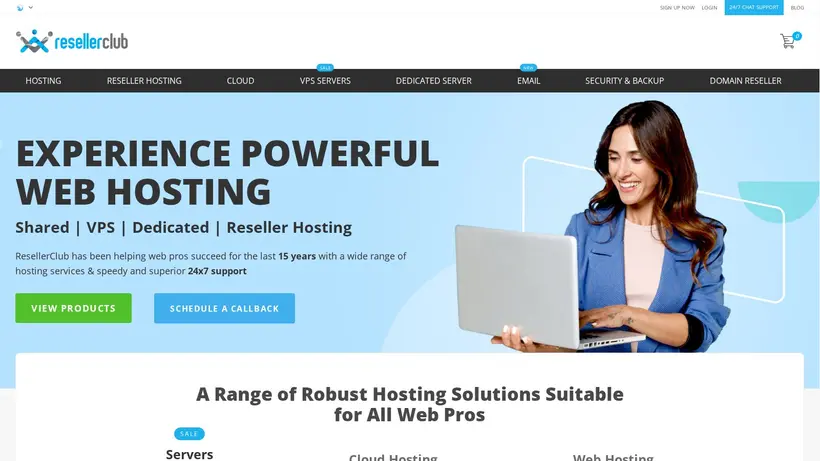 Reseller Club homepage screenshot