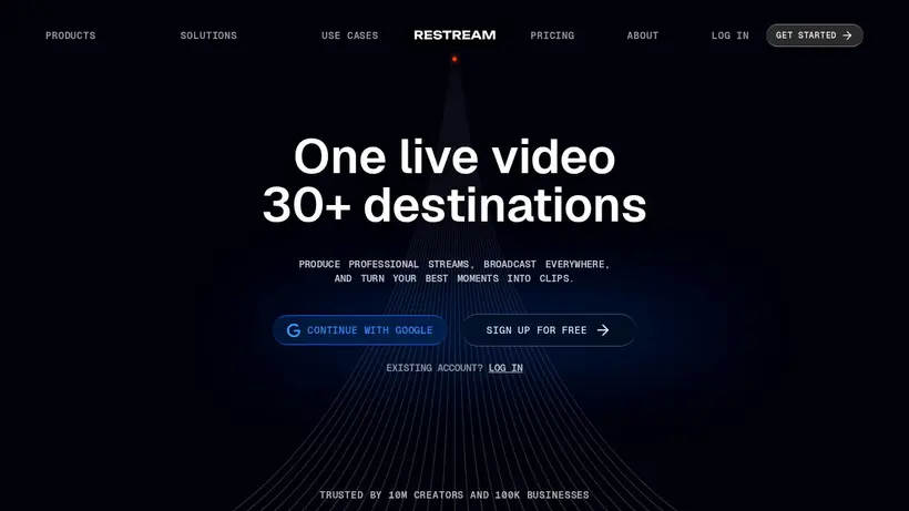 Restream homepage screenshot