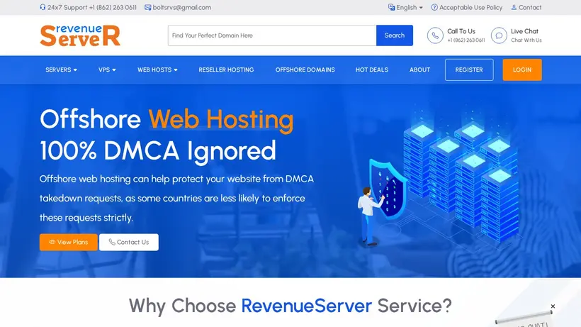 Revenue Server homepage screenshot