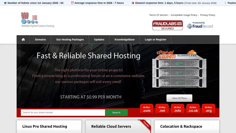 RHC-Hosting homepage screenshot