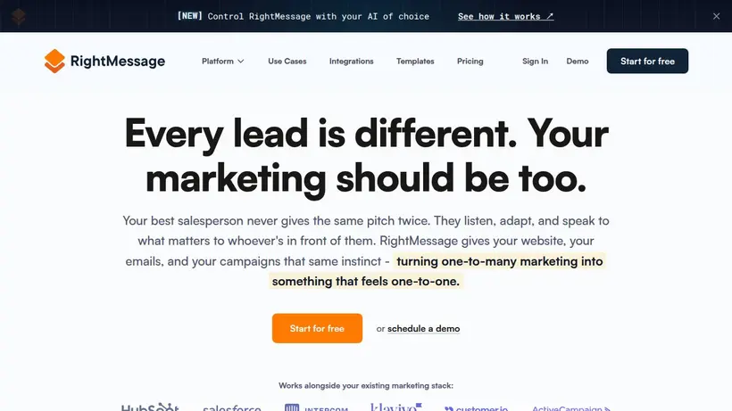 Right Message homepage screenshot