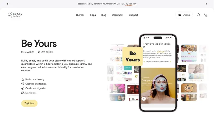 Roar Theme homepage screenshot