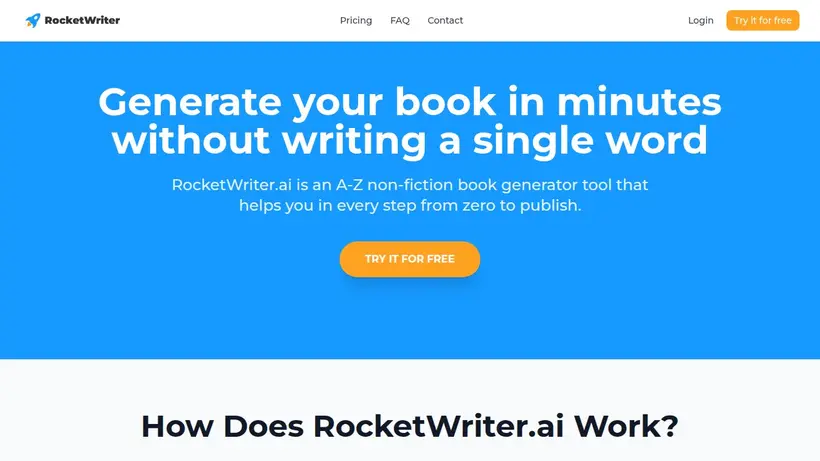 Rocket Writer AI homepage screenshot