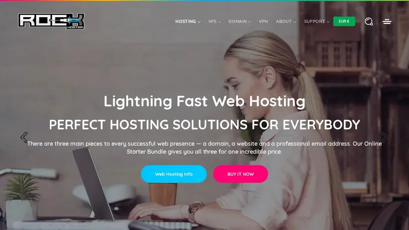 Rock Hoster homepage screenshot