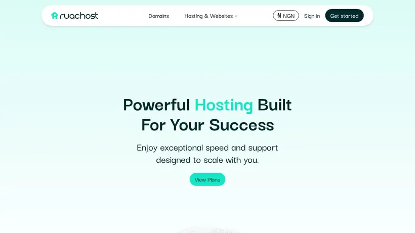 Ruachost homepage screenshot