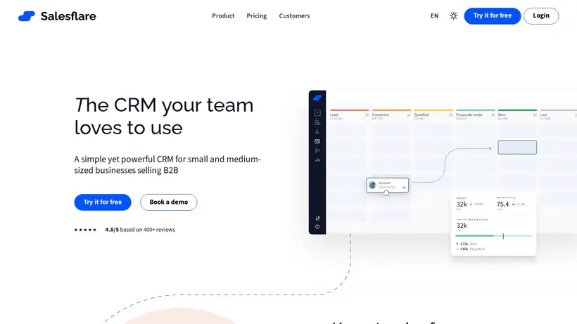 Sales Flare homepage screenshot