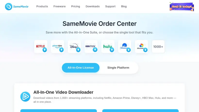 Same Movie homepage screenshot