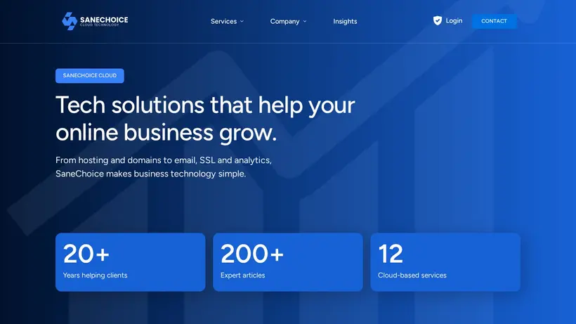 Sane Choice Cloud homepage screenshot