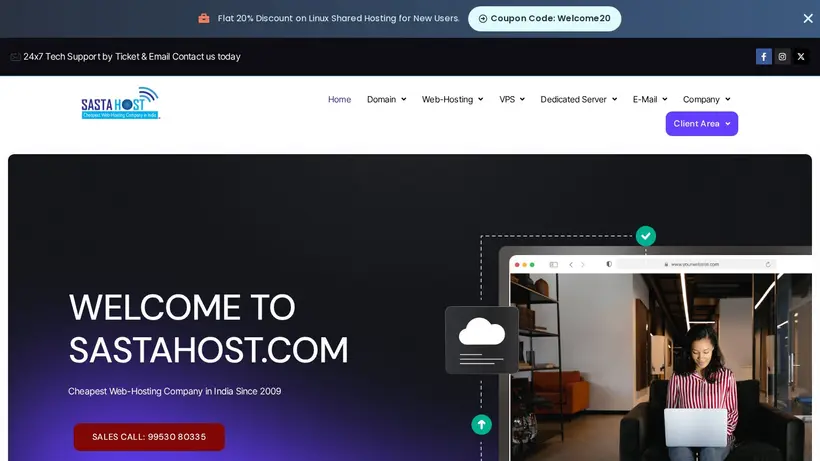 SastaHost homepage screenshot