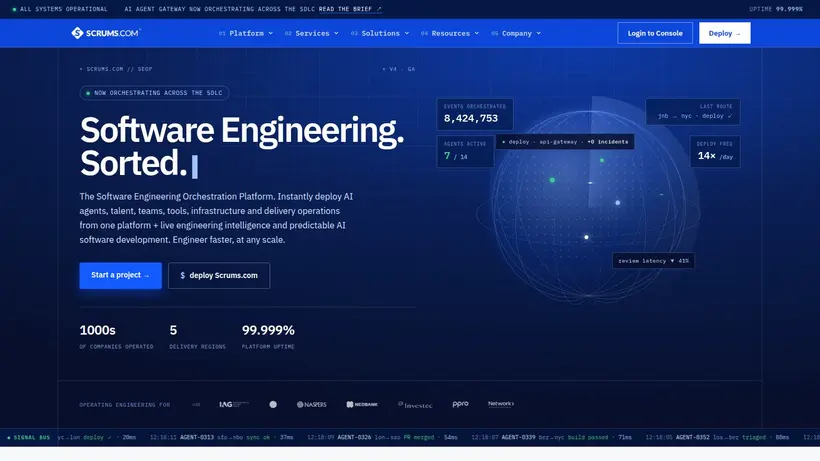 Scrums homepage screenshot