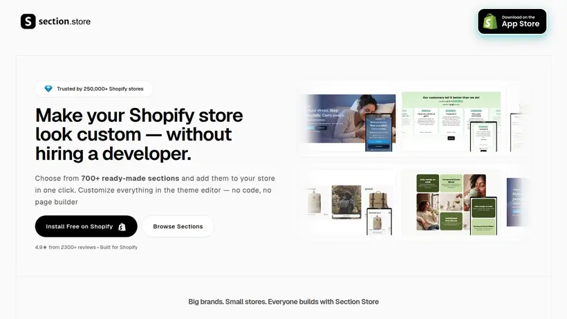 Section.store homepage screenshot