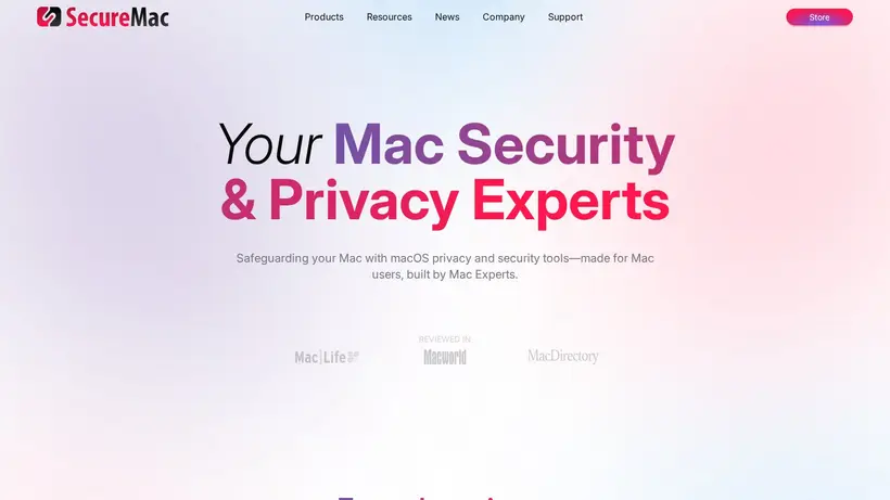 SecureMac homepage screenshot