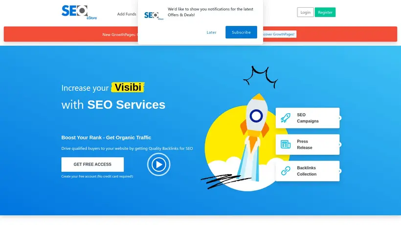 SEO eStore homepage screenshot