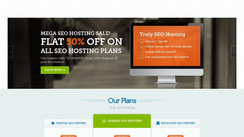 SEO Host homepage screenshot