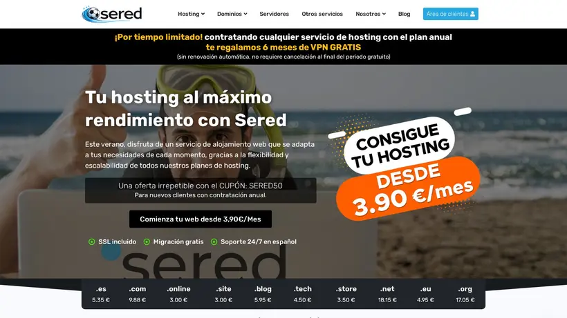 Sered homepage screenshot