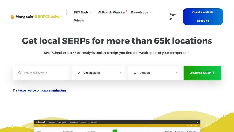 SERPChecker homepage screenshot
