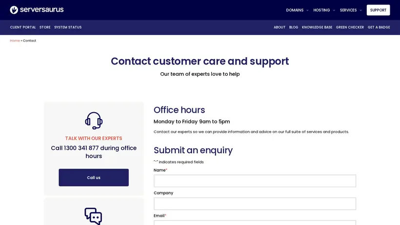 Serversaurus homepage screenshot