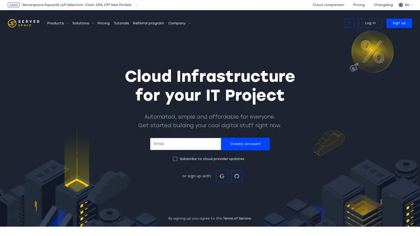 Server Space homepage screenshot