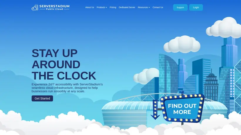 Server Stadium homepage screenshot