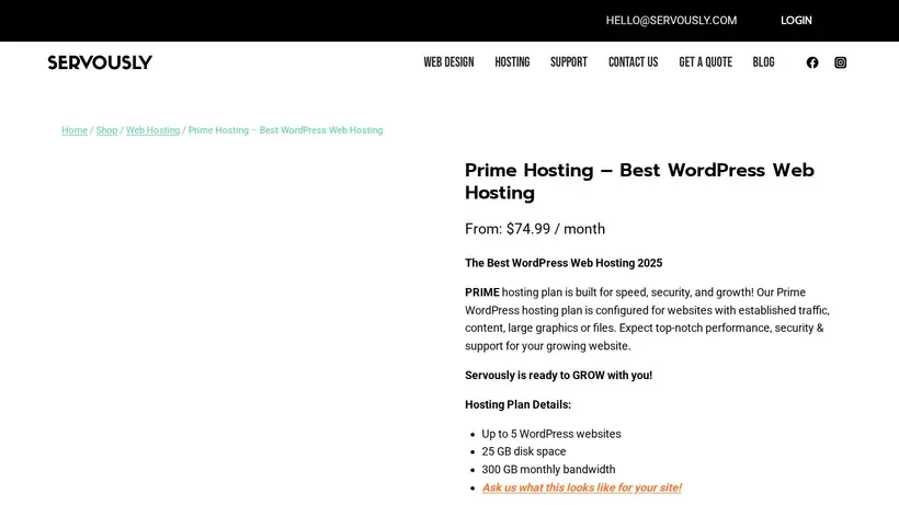 Servously homepage screenshot