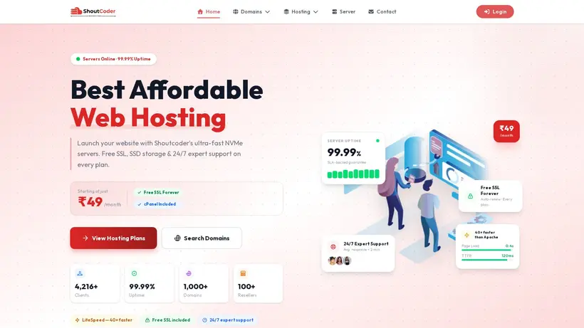 Shout Coder homepage screenshot