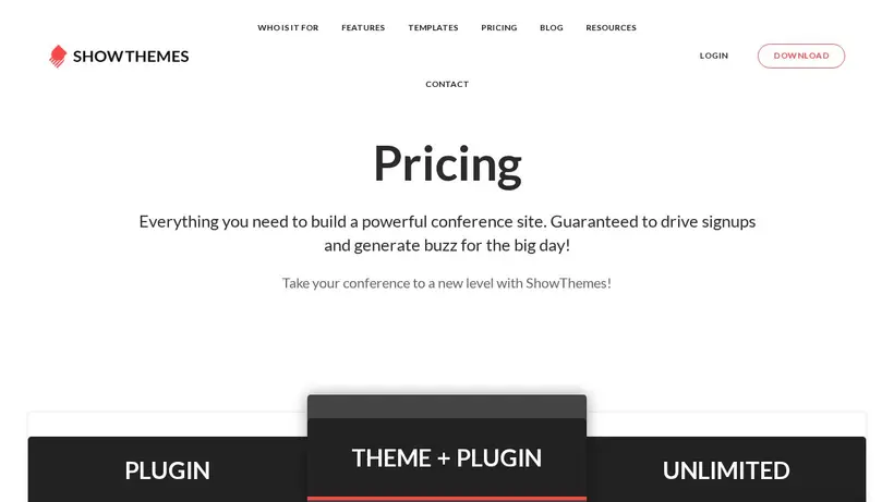 Show Themes homepage screenshot