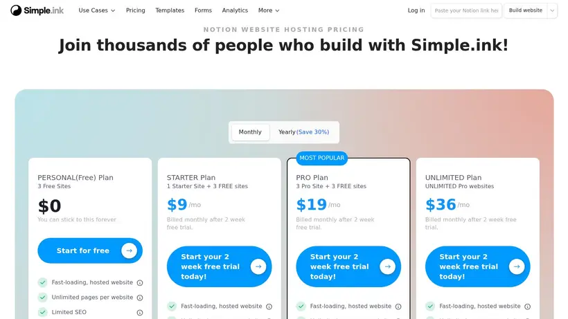 Simple homepage screenshot