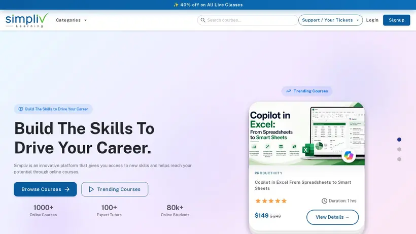 Simpliv Learning homepage screenshot