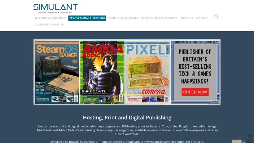 Simulant UK homepage screenshot