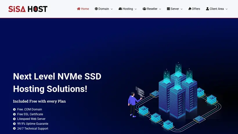 SISA Host homepage screenshot