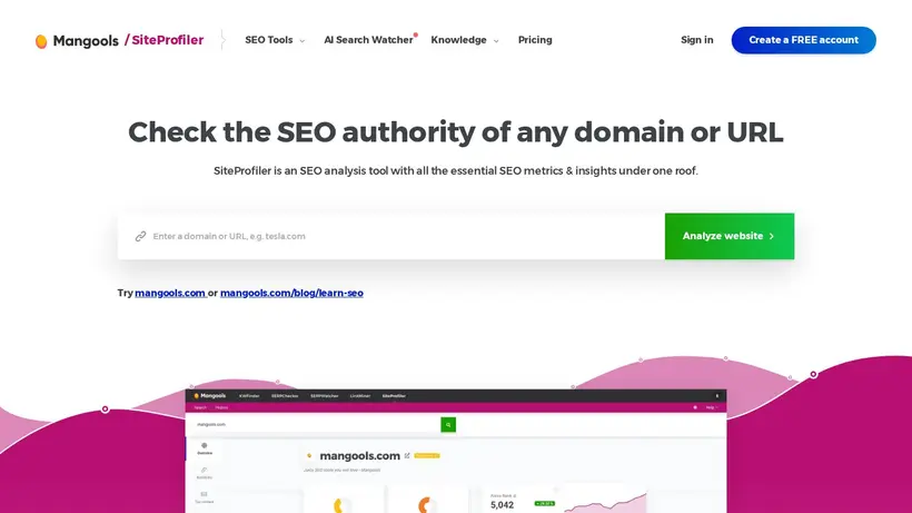 Siteprofiler homepage screenshot