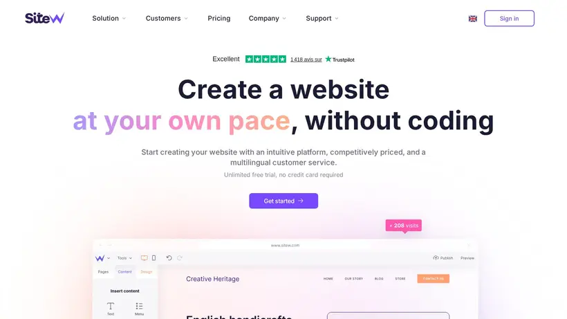Site W homepage screenshot