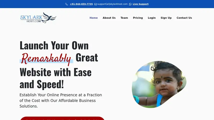 Skylark Host homepage screenshot