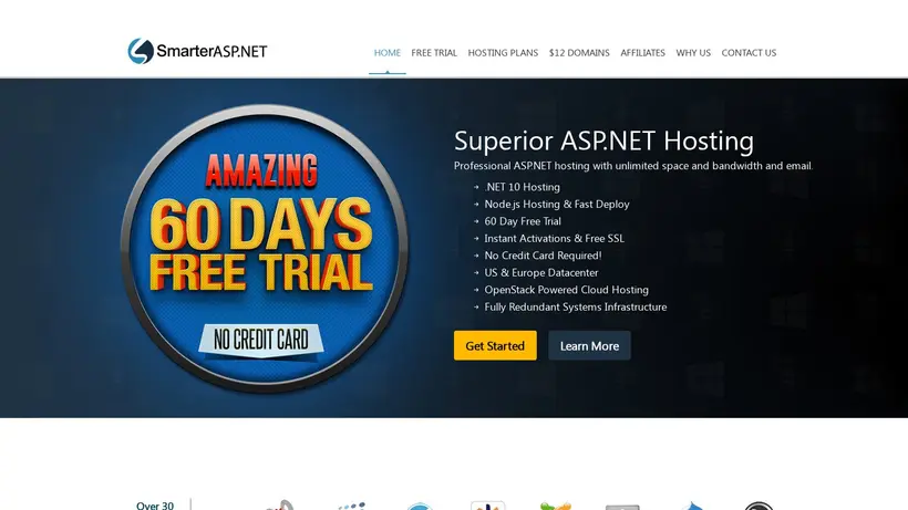 SmarterASP homepage screenshot