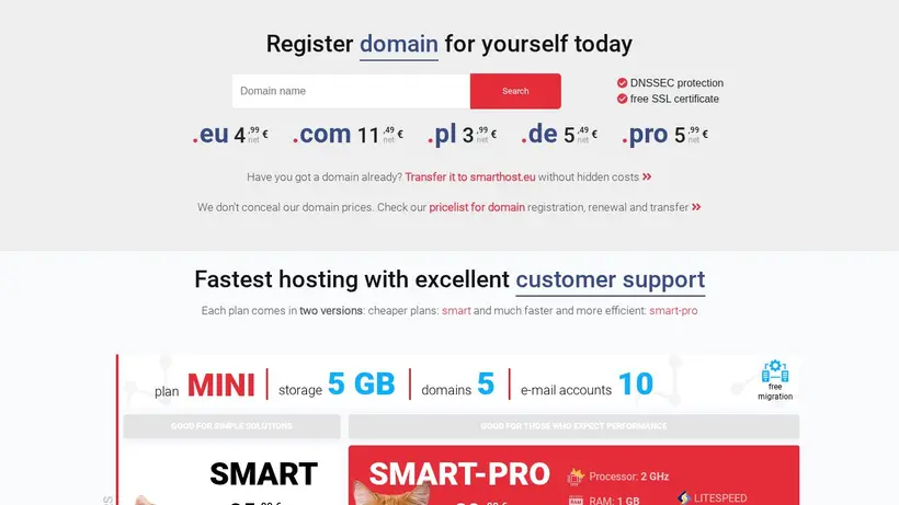 Smart Host EU homepage screenshot