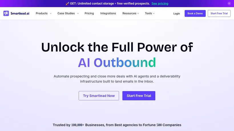Smartlead homepage screenshot