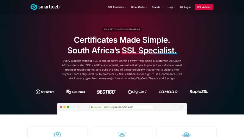 Smartweb.co.za homepage screenshot