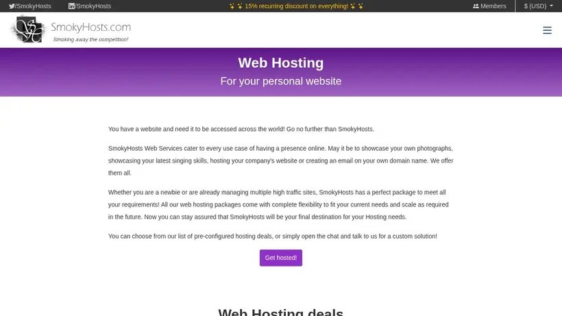 Smoky Hosts homepage screenshot