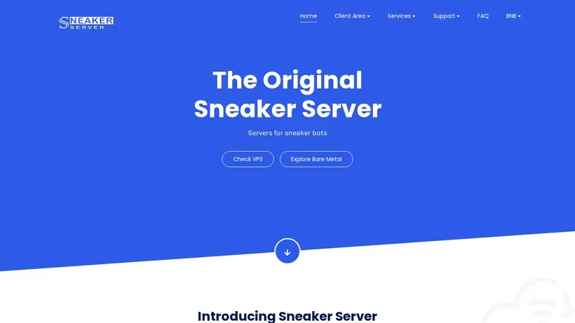 Sneaker Server homepage screenshot