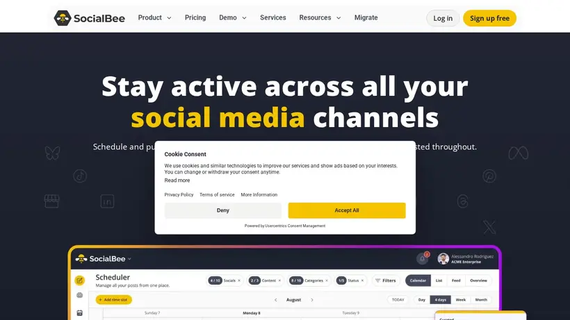 Social Bee homepage screenshot